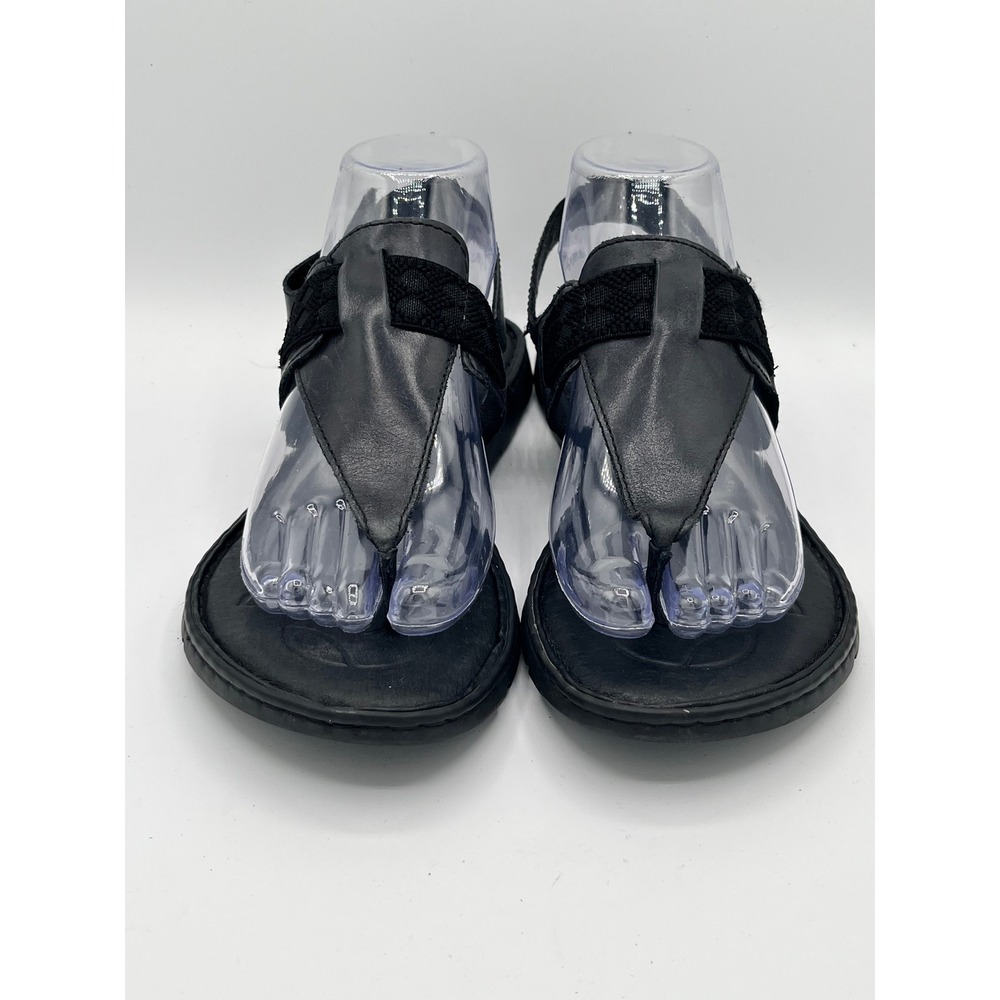 Born Women Black Leather Thong Slingback Sandals Flat Comfort Shoes Size 9M